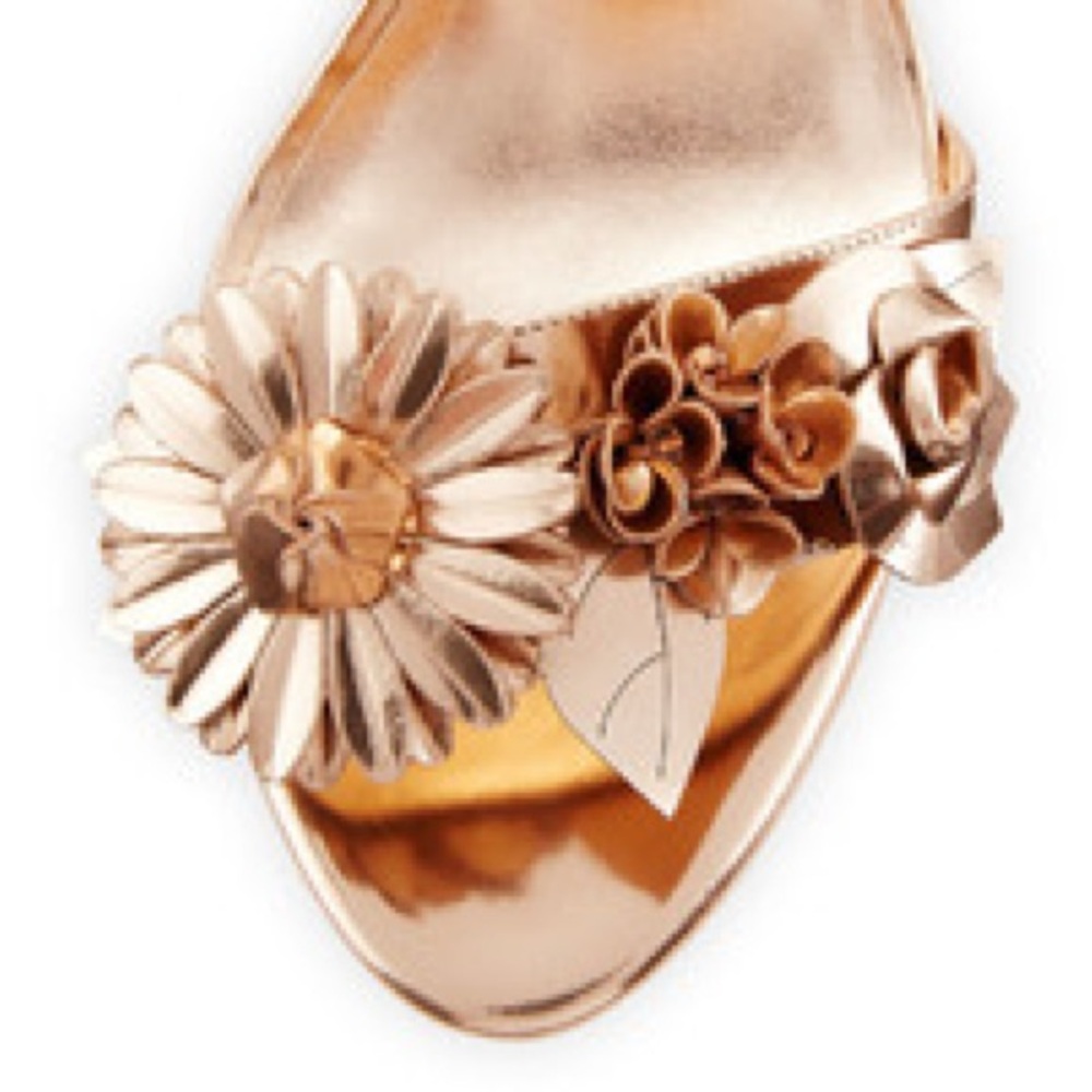 Sophia Webster Floral Embellished Gold Sandals 36 1/2